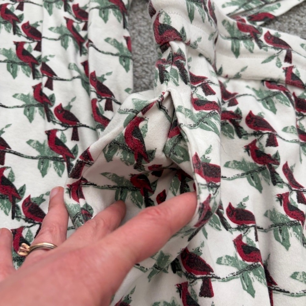 Kate Quinn Pajama Set Womens XXL White Red Christmas Cardinal BIrds Henley - Picture 5 of 12